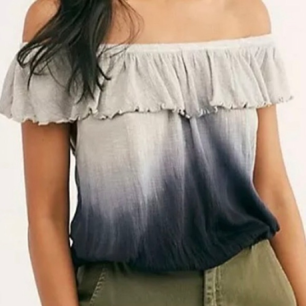Free People Top Strapless navy ombre blouse